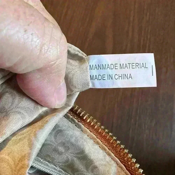 Under Arm Clutch Purse. Brown Faux Leather. Beaded Accent. Zip Closure. 11” Long - Picture 7 of 7